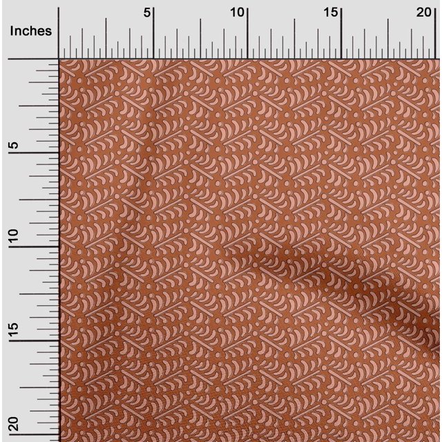oneOone Cotton Poplin Fabric Dot & Leaves Block Printed Craft Fabric BTY 42 Inch Wide