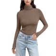 thumbnail image 2 of Ailaofu Chandail à Col Roulé pour Femmes Manches Longues Décontracté Automne Hiver chandail Tricoté, 2 of 6