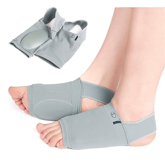 1 Pair Upgrade Metatarsal Compression Arch Support Sleeves with Gel Pad Inside - Brace for Flat Foot & Plantar Fasciitis Foot Pain Relief Women Men, Gray, Heel Spur Strap