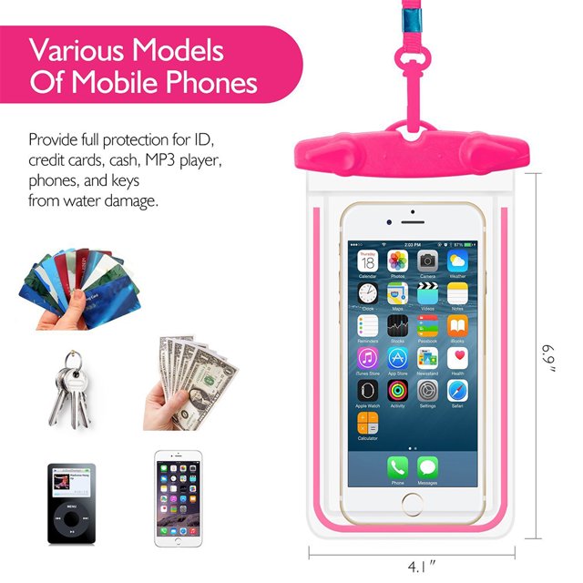 Universal Waterproof Phone Pouch, PVC Cellphone Dry Bag Case, IPX8 Waterproof Phone Case Compatible