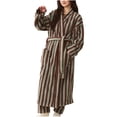 thumbnail image 1 of Lcziwo Womens Striped Fluffy Robe Fuzzy Plush Cozy Bathrobe Winter Warm Thick Long Maxi Robe 2026 Brown,L, 1 of 2