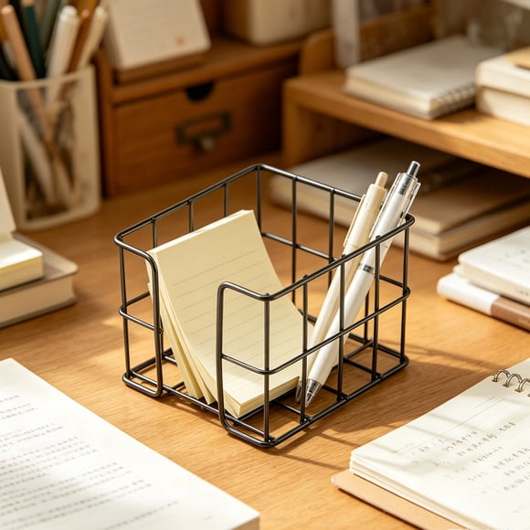 Support pour Notes Autocollantes, Organisateur, Panier de Rangement de Bureau en Maille Métallique, Organisateur de Bloc-Notes, Conception à Grille Ouverte, Rangement de Bureau pour Notes, Pinces et Reçus, Organisateur de Bureau Durable pour Bureau, Maison et Espace de Travail