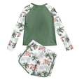 thumbnail image 4 of Luvoko Toddler Girls Rash Guard 2 Piece Swimsuit, Girls Long Sleeve Athletic Shirts Flowy Shorts Rashguard Ocean Short Sleeve Crocheted Bathing Suits Princess Swimsuit Period(Green,2-3 Years), 4 of 6
