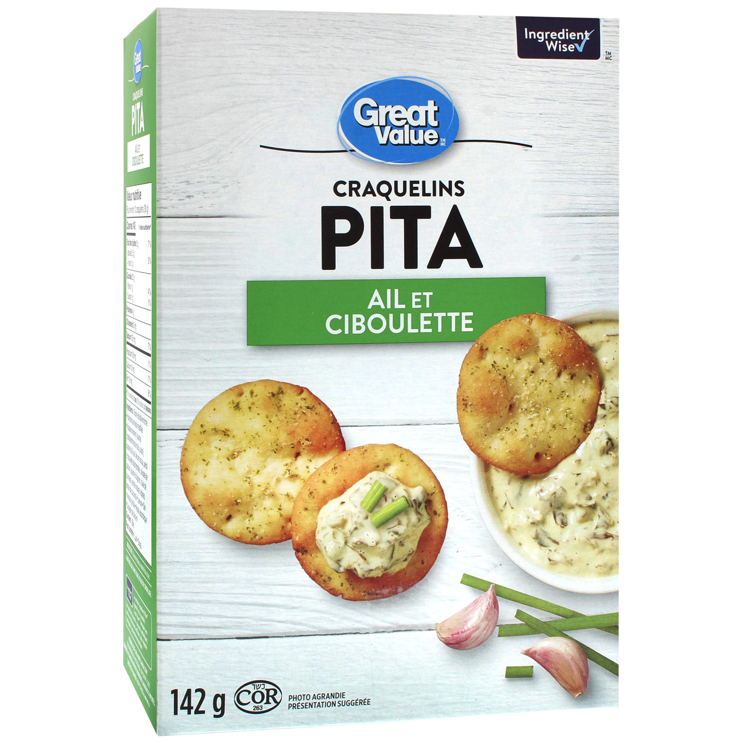Craquelins pita à l’ail et à la ciboulette Great Value