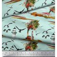 thumbnail image 2 of Soimoi Cotton Jersey Fabric Lighthouse,Bird & Tree Nature Print Fabric by the Yard 58 Inch Wide, 2 of 4