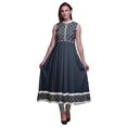 thumbnail image 1 of Bimba Robe Anarkali Damassé Bleu Marine Foncé pour Femmes Kurti Imprimé Ethnique Indien Longue Kurta Robe de Soirée Petite, 1 of 6