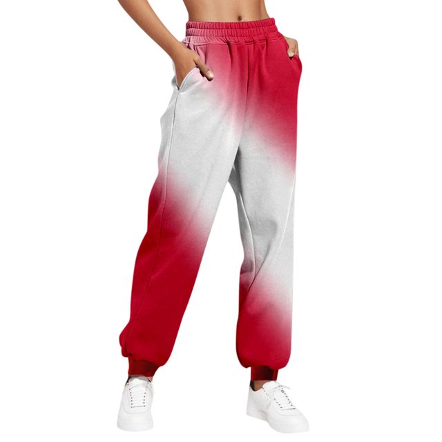 Womens Gradient Sweatpants Casual Loose Trousers With Pockets High Waist Pants