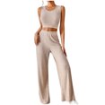 thumbnail image 1 of Yuyuzo Ensemble de Détente pour Femmes Sans Manches Col Rond Crop Top et Pantalon Taille Haute Ensemble de Pull 2 Pcs, 1 of 6