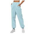 thumbnail image 1 of AherBiu Sweatpants Women High Waisted Fleece Solid Color Joggers with Pockets Fall Winter Loose Workout Running Gym Pants, 1 of 5