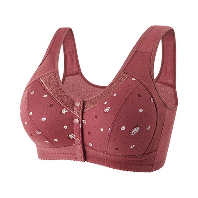 Timegard Bras for Women Plus Size Front Closure Wirefree Full-Coverage Comfortable Seniors Bralettes