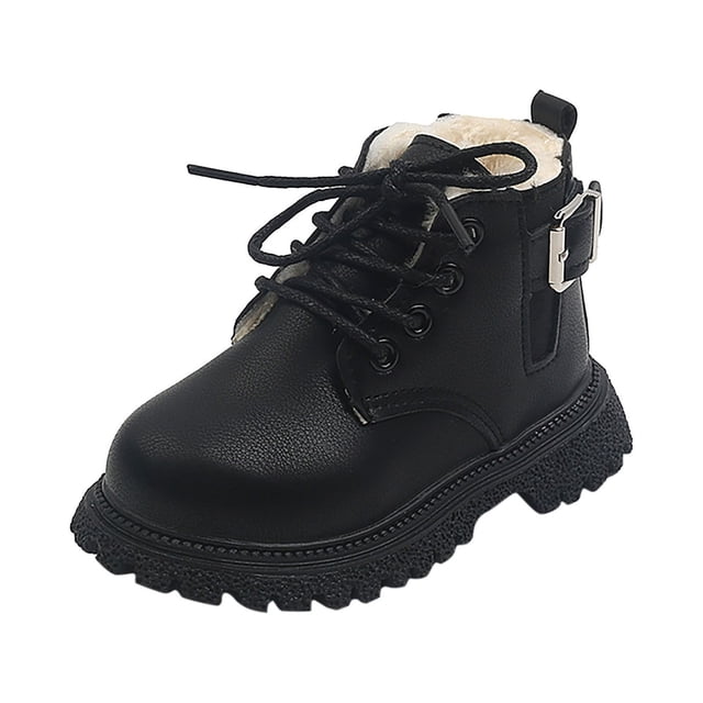 XZNGL Toddler Shoes Girls British Style Fashion Lacein Hasp Non Slip Thicken Keep Warm Comfortable Boots