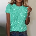 thumbnail image 2 of Plebaso T-Shirts de Mode pour Femmes à Imprimé Scintillant, Manches Courtes, T-Shirts Graphiques, Hauts Décontractés à Col Rond, 2 of 4