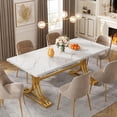 thumbnail image 2 of 63-Inch Rectangular Dining Table for 4 to 6, Modern Kitchen Table with Stylish Metal Trestle Legs, 2 of 5