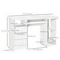 thumbnail image 3 of HOMCOM Computer Desk with Drawers, Home Office Desk with Keyboard Tray and Open Shelves, Modern Writing Workstation for Study, Bedroom, White, 3 of 10