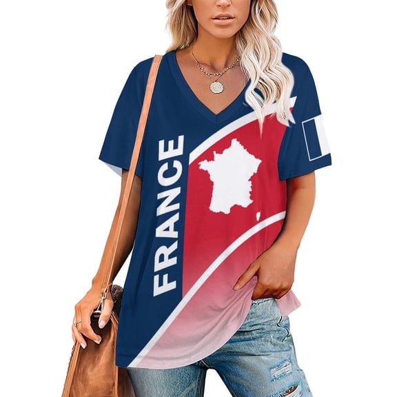Chandail de Soccer pour Femmes France 2026 pour Fans de Soccer avec Drapeau de la Nation, Chandail Aussi Personnalisé