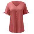 thumbnail image 3 of Birdeem Fashion Women Casual V-Neck Tops Ruffle Short Sleeve Solid Blouses T-Shirts, 3 of 4