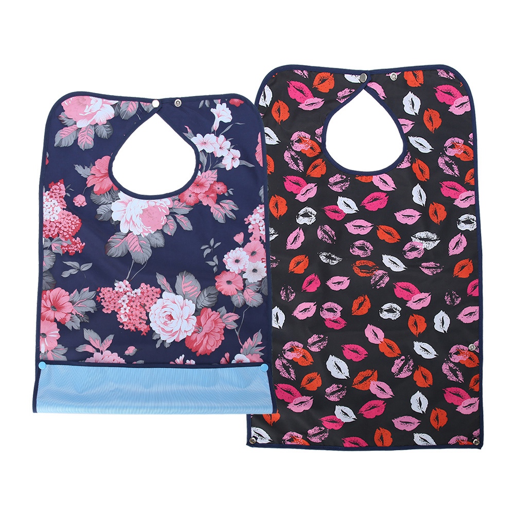 Rdeghly Adult Bib, Clothes Protector Bib,Adult Waterproof Mealtime Bib Double Layer Elder Dinning Clothes Protector
