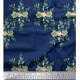 thumbnail image 1 of Soimoi Blue Velvet Fabric Square & Leaves Print Fabric by Yard 60 Inch Wide, 1 of 3
