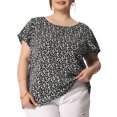 thumbnail image 1 of GRACE & GRANDEUR Blouse à Manches Courtes et Col Rond Rétro à Petites Fleurs pour Femme Grande Taille Noir 4X, 1 of 6