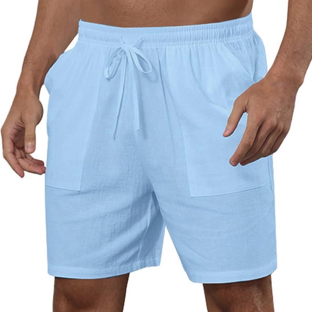 Mens Shorts, Mens Casual Solid Color Casual Drawstring Pockets Elastic Sports Shorts