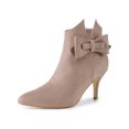 thumbnail image 1 of Unique Bargains Women's Flower Point Toe Size Zipper Stiletto Heel Ankle Boots, 1 of 8