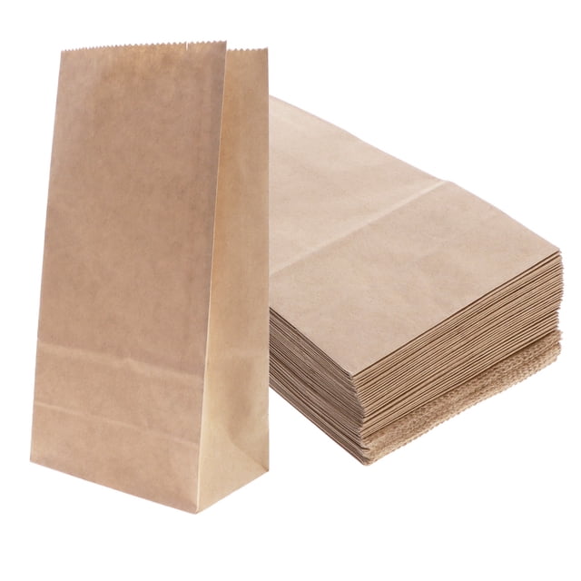 100pcs Kraft Paper Food Pouch Square Bottom Packaging Bag Practical Paper Container Takeaway Packing Bag for Shop Restaurant (27x15x9cm)