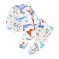 thumbnail image 1 of WUANDIXFA Toddler Clothes for Girls Childrens Comfortable and Breathable Long Sleeved Home Clothes Two Piece Set with Cute Cartoon Pattern Light Blue,4-5 Years, 1 of 3