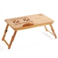 thumbnail image 1 of Graflsoa Adjustable Bamboo Laptop Desk with Drawer, Foldable Bed Table for Lazy Use, Medium Size, 4-Level Height Adjustment, Natural Finish, 1 of 7