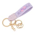 thumbnail image 2 of Short Fabric Embroidered Keychain for Mother's Day, Handmade Crochet Design with Leather Details, Measuring 15.5x3x1cm, Ideal as Key Accessory or Gift, 2 of 6
