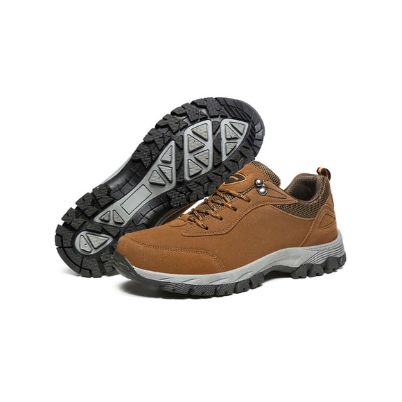 Woobling Mens Sneakers Non-Slip Hiking Shoe Outdoor Walking Shoes Athletic Climbing Boots Work Casual Lace Up Brown 15