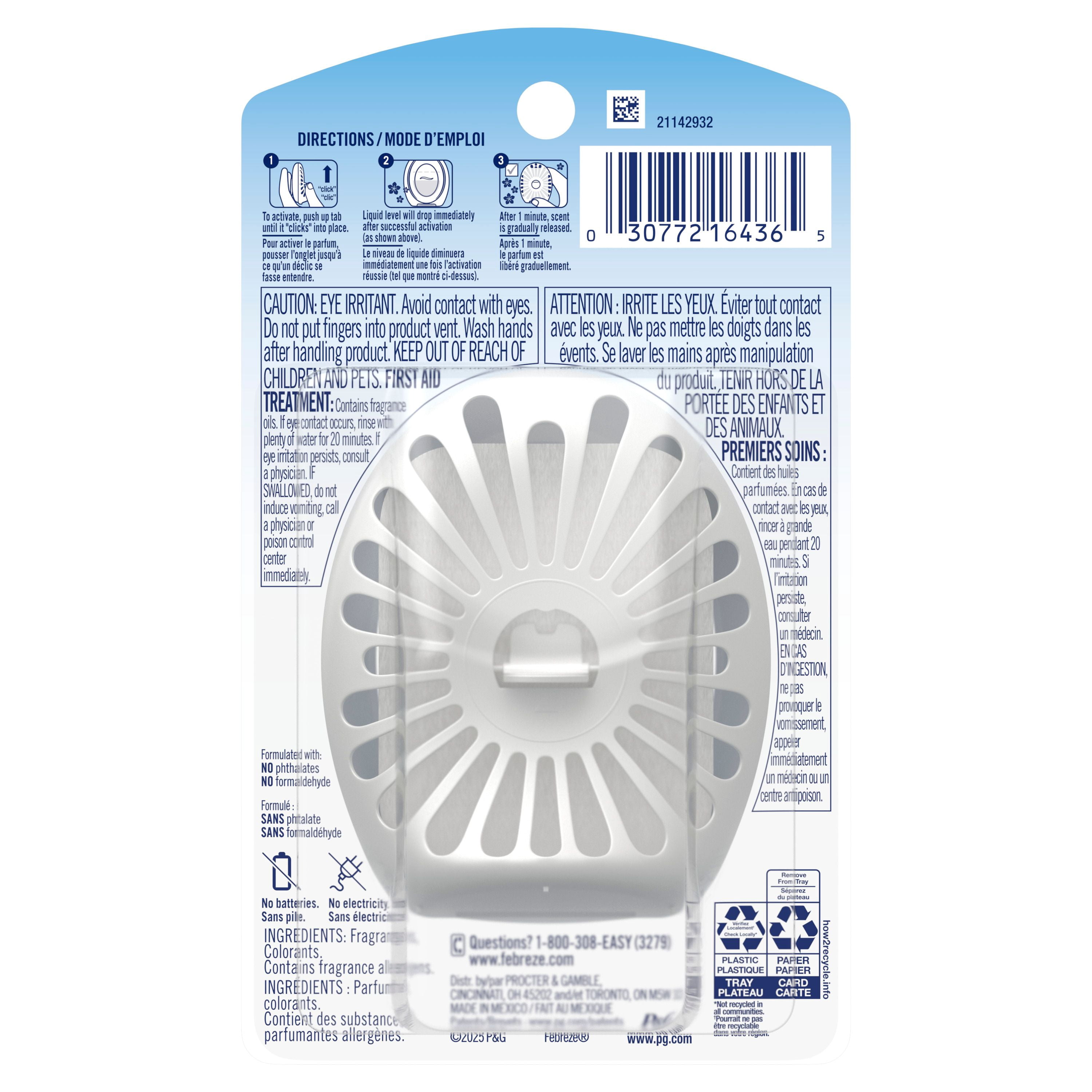 Febreze Bathroom Air Freshener, Odor-Fighting, Refresh & Energize Scent, 1ct