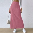 thumbnail image 2 of Women's High Waist Stretchy Rib Knit Split Slit Hem Midi Pencil Skirt, 2 of 6