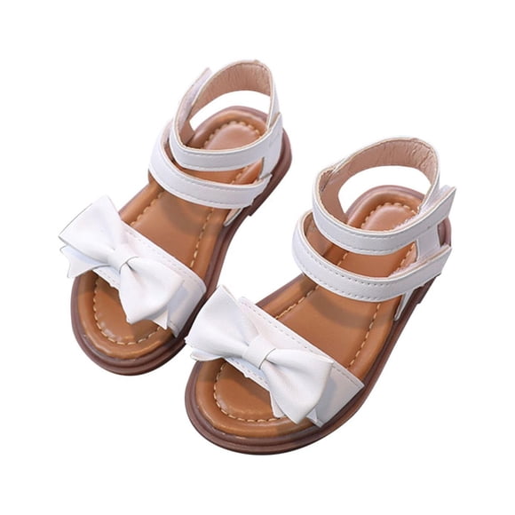 BYHONG Girls Sandals & Kids Shoes - Summer Soft Sole Princess Sandals with Bowknot | Toddler & Little Girls' Roman Slippers | Breathable Casual Children's Sandals White 7 (US Size)