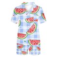 thumbnail image 4 of Jamicy Pyjama Mignon pour Femmes Mode Décontractée Imprimé Haut à Manches Courtes à Col à Revers avec Short Ample Confortable Ensemble de Pyjama pour la Maison, 4 of 4