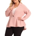 thumbnail image 4 of Agnes Orinda Women's Plus Size Blazer Button Notch Panel Ruffle Peplum Blazers 3X Light Pink, 4 of 6