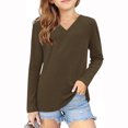 thumbnail image 1 of vdgthytj Toddler Boys Girls Long Sleeve T-Shirts Kids V Neck Solid Color Color Basic Tops Fall Spring Outfit Blouse, 1 of 5