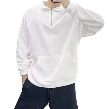 FhsagQ Chemises pour Hommes Chemises pour Hommes Grande Taille5X Mode pour Hommes Fermeture Éclair Col à Revers Manches Courtes Couleur Unie Grande Poche T-Shirt Convenant au Quotidien Décontracté Tenue de Rue Chemises pour Hommes Hauts Long Blanc G