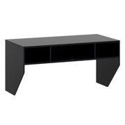 Giantex  Wall Mounted Desk Hutch, Computer Desk Floating, Home Office Working Desk, Laptop Table Writing Desk w/Storage Shelves, Black