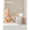 thumbnail image 2 of SONGMICS HOME 6 Tier Jewelry Box, Jewelry Case with 5 Drawers, Large Storage Capacity, with Mirror, Lockable, Jewelry Storage Organizer, Gift for Loved Ones, For Watches, White, 2 of 6