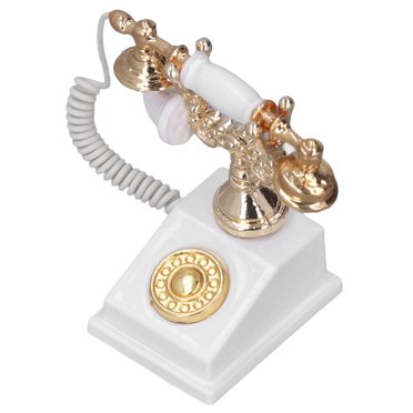 Dollhouse Mini Phone Model, Dollhouse Mini Phone Model Retro Simulation European Vintage Phone Model Decoration for 1:12 Dollhouse