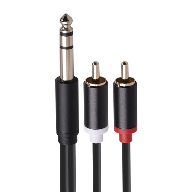 Heliisoer 6.35 Mm To 2RCA Cable RCA Inch Male To 2 Stereo Audio Adapter Y