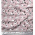 thumbnail image 1 of Soimoi Pink Poly Georgette Fabric Mushroom,Oaknut & Rabbit Animal Decor Fabric Printed BTY 52 Inch Wide, 1 of 3