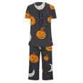 thumbnail image 4 of Jamicy Pyjama Boutonné Femme Tenue d'Intérieur pour Femmes Deux Pièces à la Mode Décontractée Ample Imprimé Col Rond Ensemble de Pyjama Pyjama d'Halloween, 4 of 4