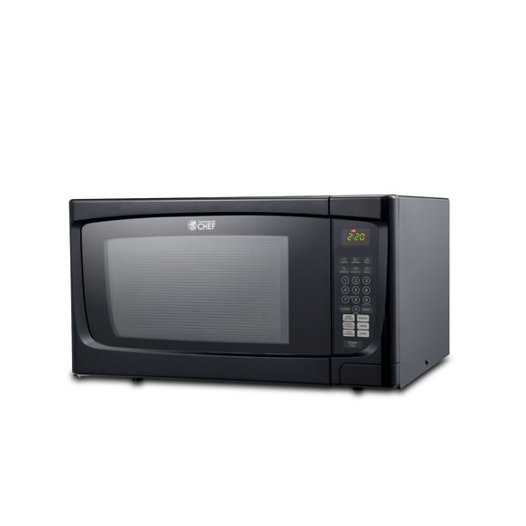 Commercial Chef 1.6 Cu. Ft. Countertop Microwave Oven, Touch Controls with Digital Display, 1000W, Push Button Door, CHM16100B6C, Black