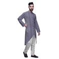 thumbnail image 2 of Atasi Printed Long Sleeve Kurta For Men Button Down Cotton Slub Ethnic Shirt, 2 of 5
