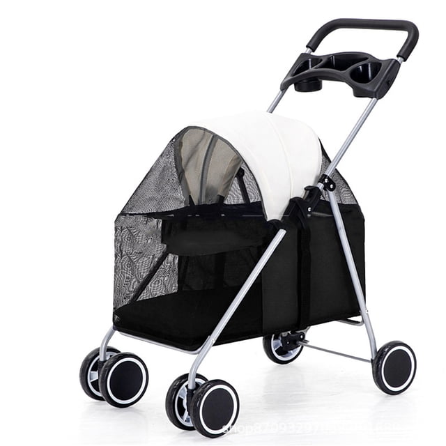 Poussette pour Chien, Poussette pour Animaux à 4 Roues Pliable Poussette Portable pour Chat Chiot Poussette de Jogging avec Multiples Facettes pour Chiot Chats Rats Lapins Sorties