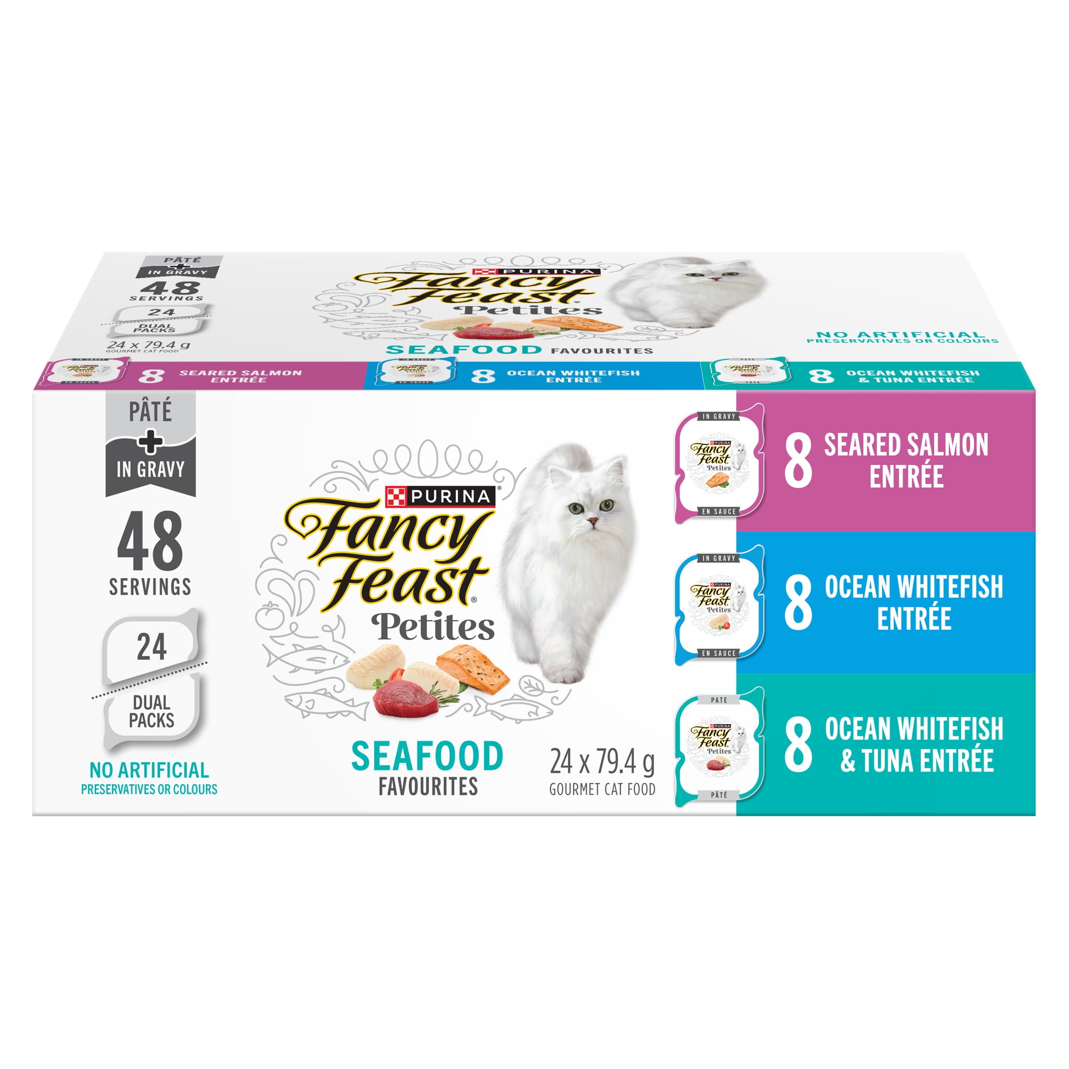 Fancy Feast Petites Seafood Favourites Variety Pack, Wet Cat Food 79.4 g x 24