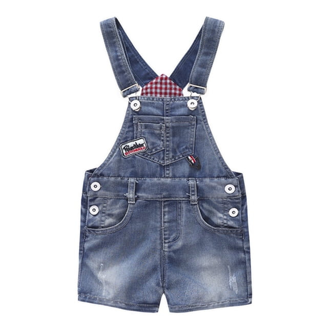 KIDSCOOL SPACE Salopette Courte en Jean Déchiré pour Bébé Fille, Vêtements de Travail, 7 à 8 Ans
