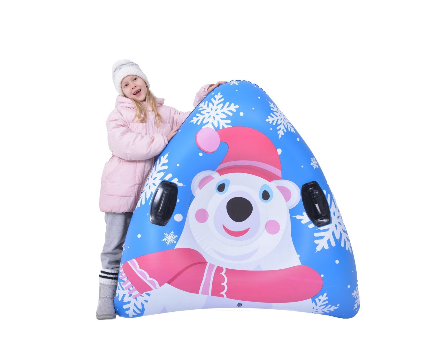 Tube à neige à triangle gonflable unisexe pour une personne, 48 po x 46 po avec graphiques de caractère hivernal, Pathfinder