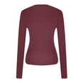 thumbnail image 4 of AherBiu Hauts pour Femmes Automne Manches Longues Col Ras du Cou Basique Superposition Hauts Courts Ajustés Serrés Extensibles T-Shirts, 4 of 5